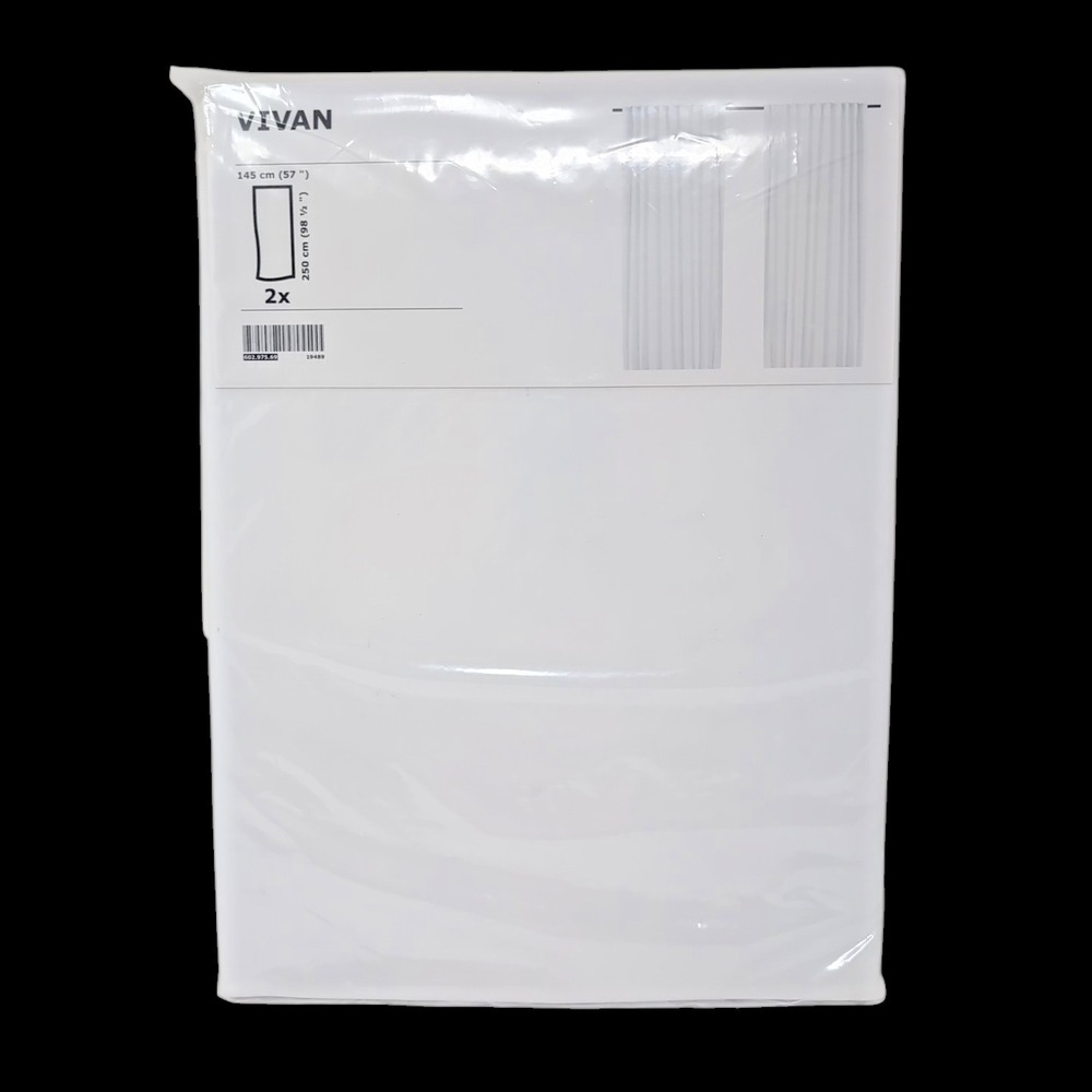 IKEA VIVAN Curtains Drapes 1 Pair White 2 Panels 57" x 98.5" Rod Pocket NEW NIP